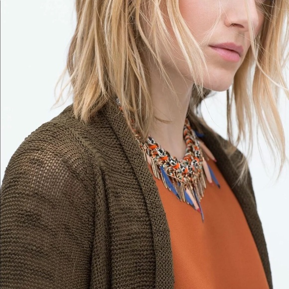 NWT ZARA KNITTED WRAP DRAPE WATERFALL CARDIGAN - Picture 4 of 8